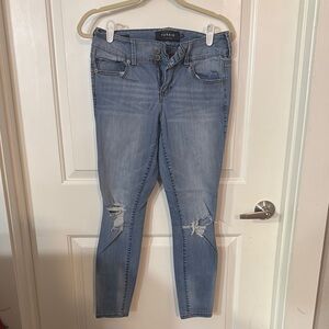 Torrid Blue Skinny Jeans with Distressed Details